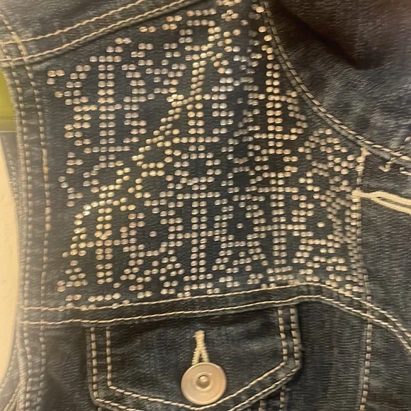 Christopher & Banks Jean Vest with Rhinestones - Picture 4 of 8